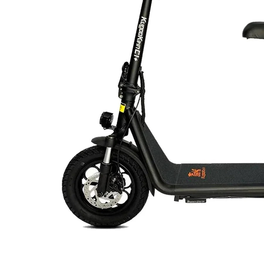 Kugoo C1 Plus electric scooter front suspension and disc brake detail