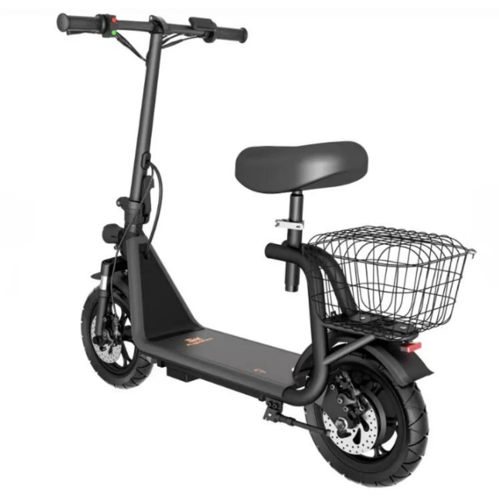 Kugoo C1 Plus electric scooter with adjustable seat and rear luggage basket