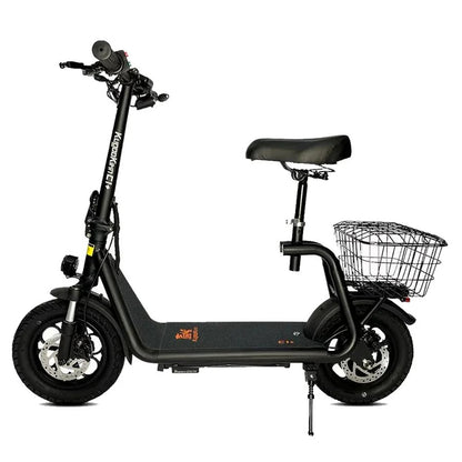 Kugoo C1 Plus electric scooter with seat and rear luggage basket side view