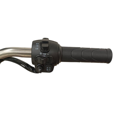 Right handlebar throttle and control switches.