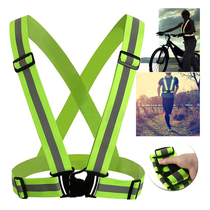Safety Reflective vest with adjustable elastic strap, collage