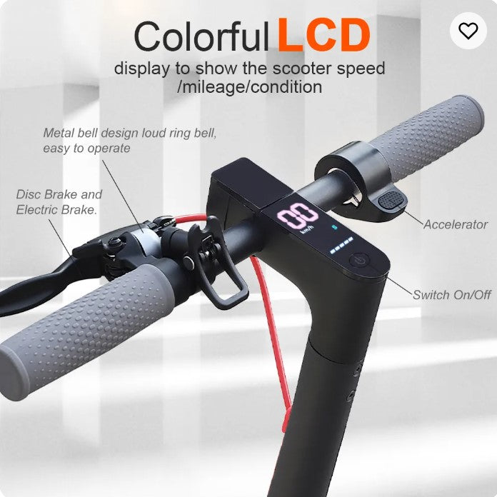 M365 Foldable E-Scooter LCD display showing speed, battery status and riding information.