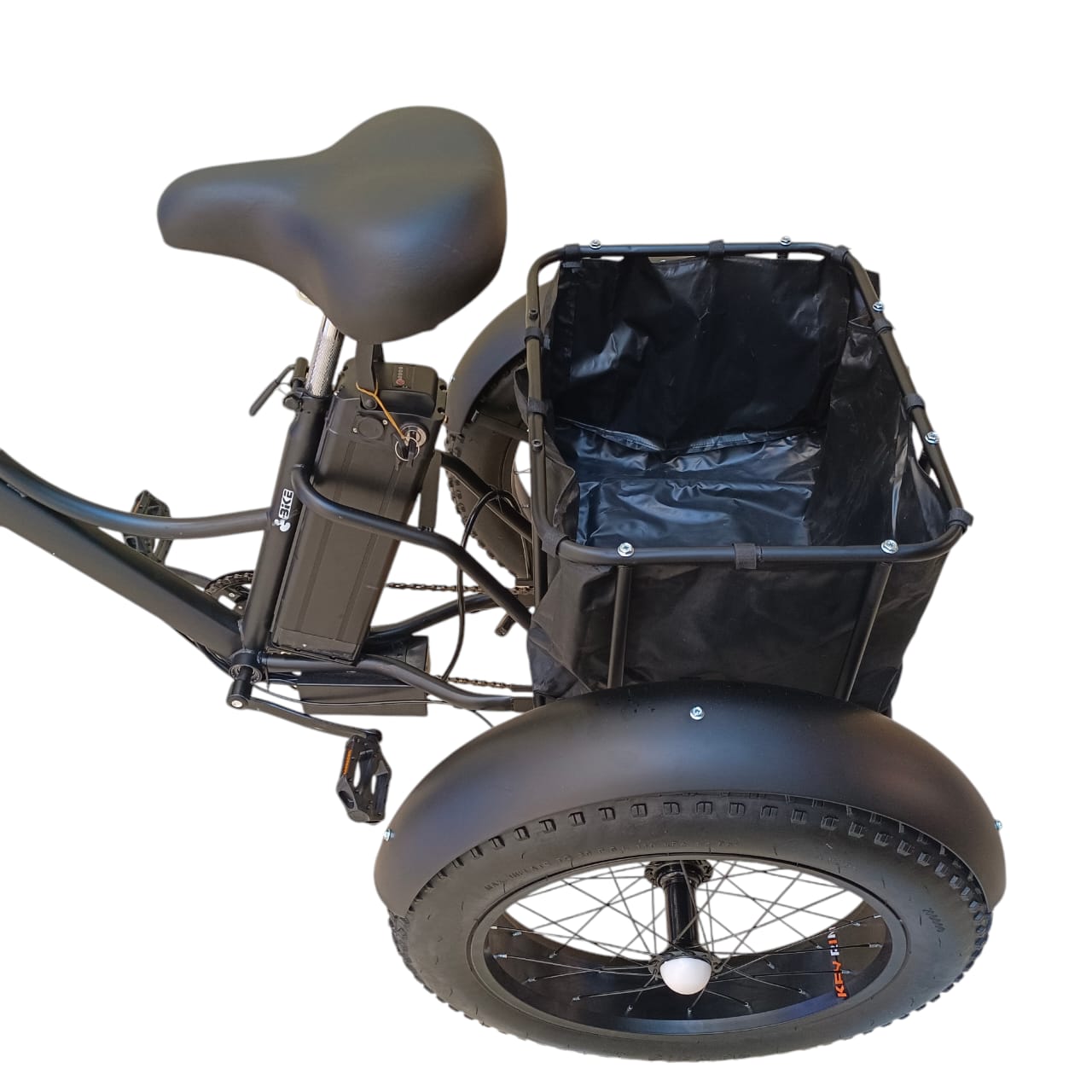 A3 electric tricycle rear luggage basket close-up