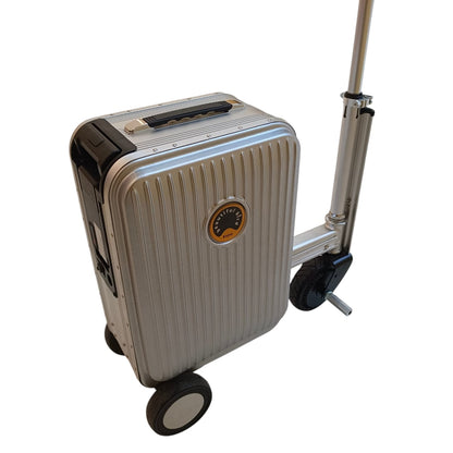 Electric Ride-On Suitcase 20L Silver rear angle view