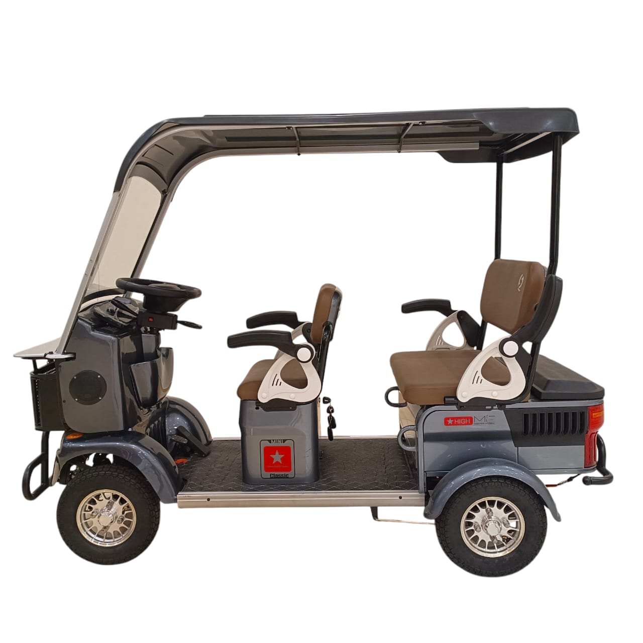T13 Eco Size Four Wheel 3 Passengers Seat Electric Golf Cart | Equipped with Music Speakers & Reverse Mode |