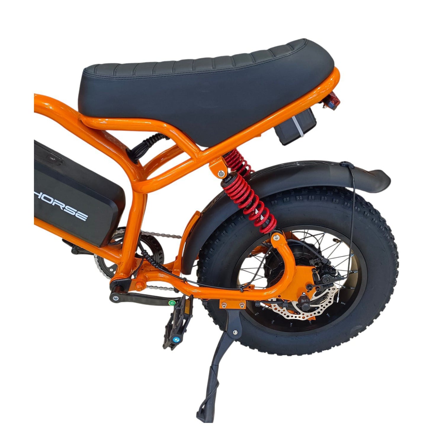 WindHorse V8 Mini rear wheel with dual suspension, disc brake, fat tire and long saddle